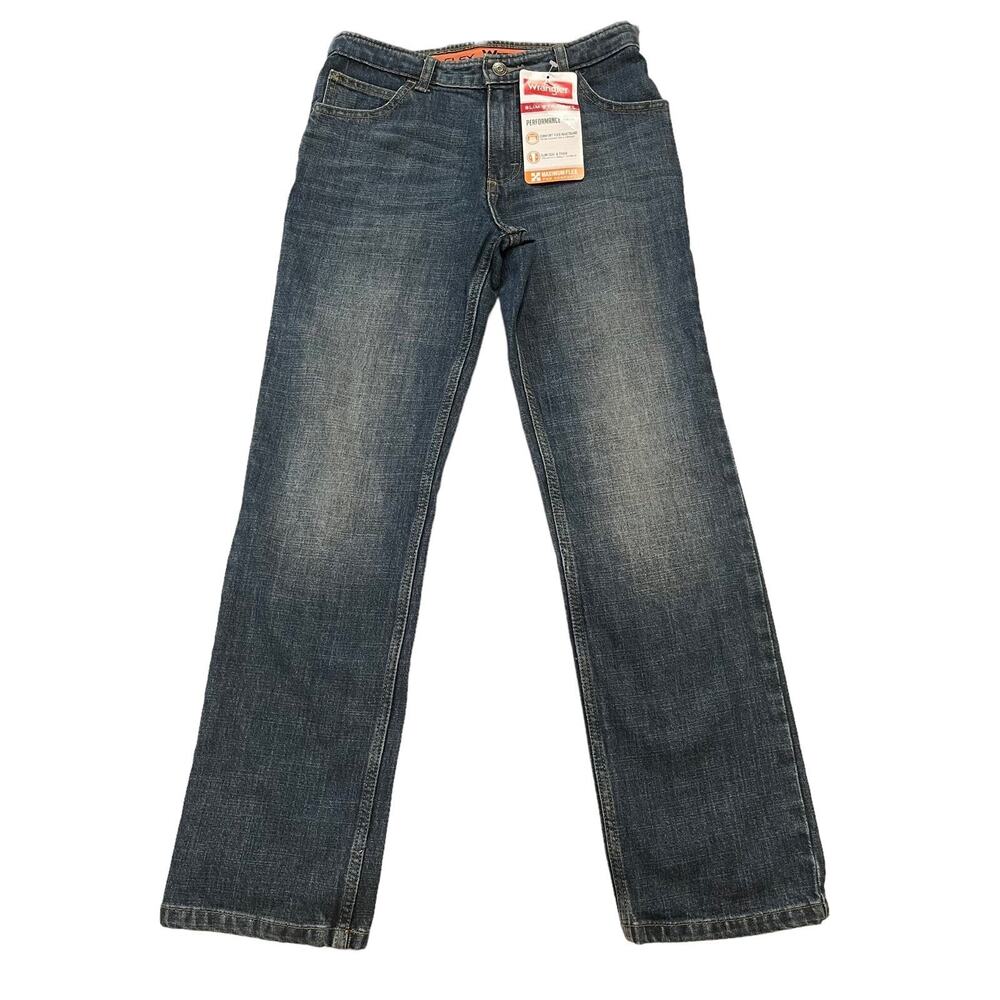 NWT Wrangler Flex Waist Jeans Boys Size 14 Faded Slim Straight